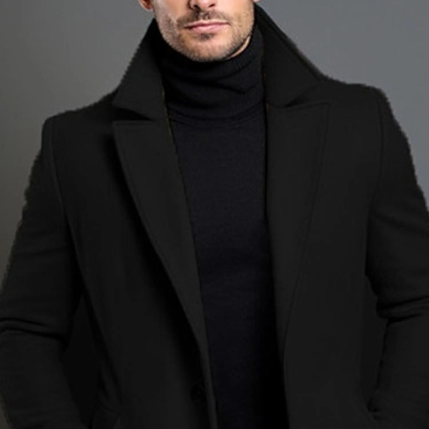 Maiyifu-GJ Men's Trench Coat Slim Fit Winter Notched Lapel Single Breasted Long Jacket Overcoat