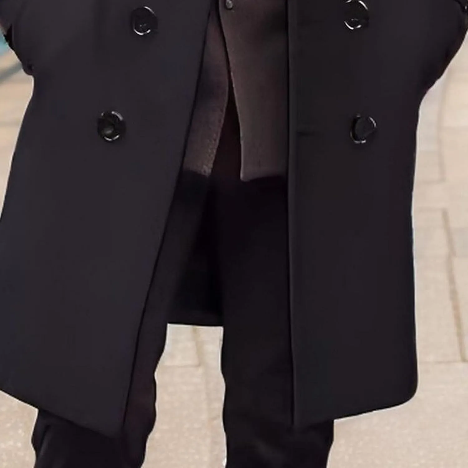 Maiyifu-GJ Men's Trench Coat Slim Fit Winter Notched Lapel Single Breasted Long Jacket Overcoat