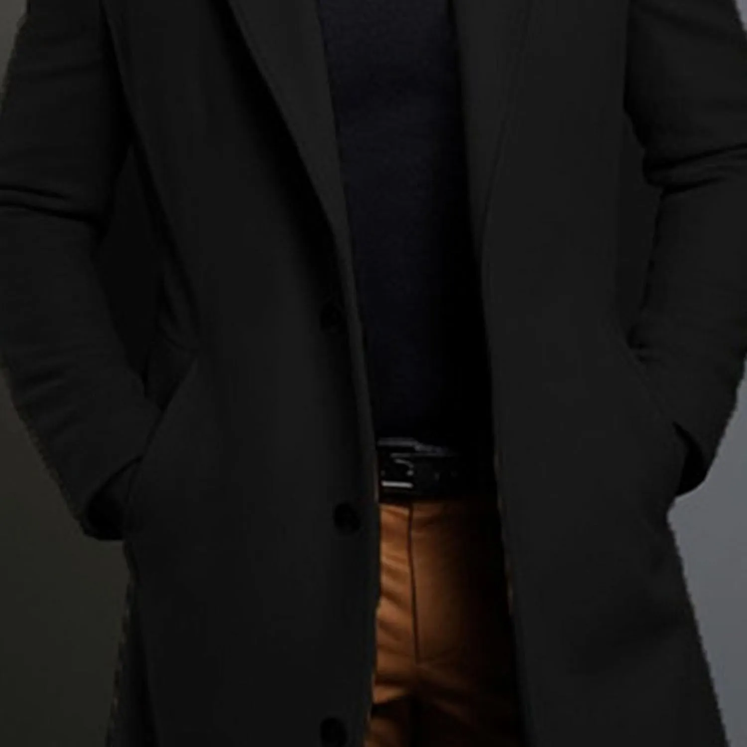 Maiyifu-GJ Men's Trench Coat Slim Fit Winter Notched Lapel Single Breasted Long Jacket Overcoat
