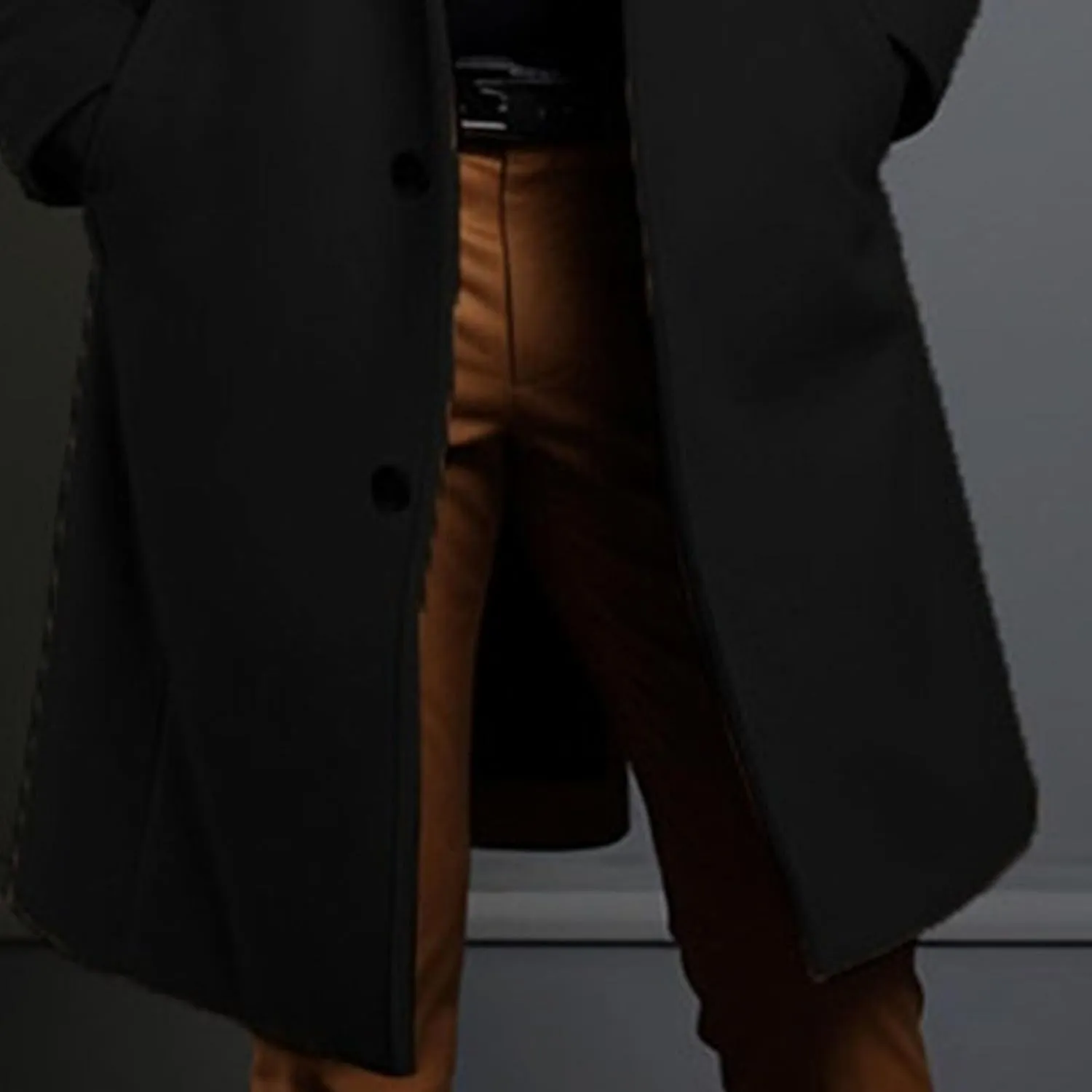 Maiyifu-GJ Men's Trench Coat Slim Fit Winter Notched Lapel Single Breasted Long Jacket Overcoat