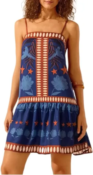 Melliflo Women Sleeveless Floral Mini Dress Summer Boho Ruffle Hem Dresses Casual Sexy Backless Beach Vacation Slip Dress
