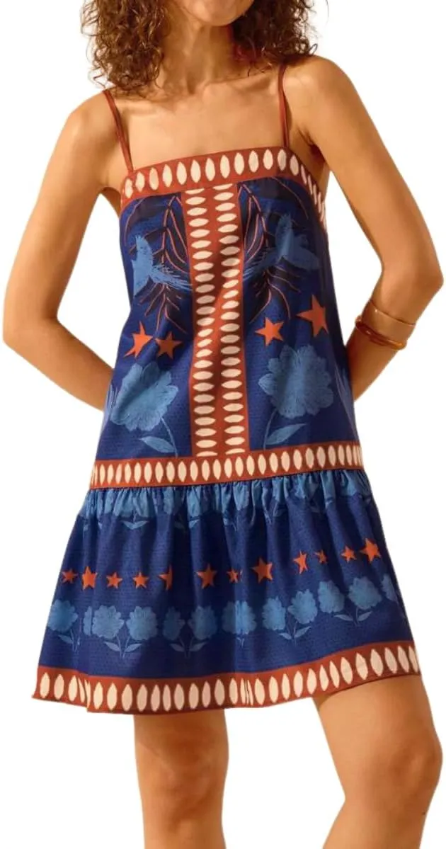 Melliflo Women Sleeveless Floral Mini Dress Summer Boho Ruffle Hem Dresses Casual Sexy Backless Beach Vacation Slip Dress