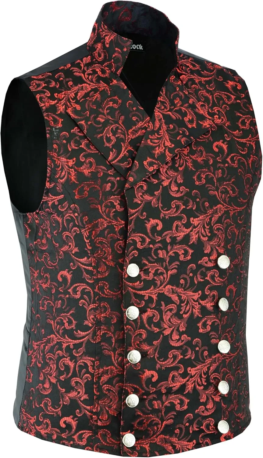 Men's Brocade Double-Breasted Vest Waistcoat Gothic Aristocrat Steampunk Victorian/USA | Vest For Men | Mens Vest