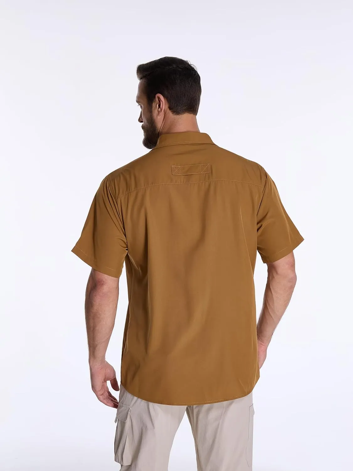 Men's Fishing Shirts Short Sleeve UPF 50  Sun Protection Shirts, Mens Cargo Quick Dry Shirt for Hiking Safari Camping