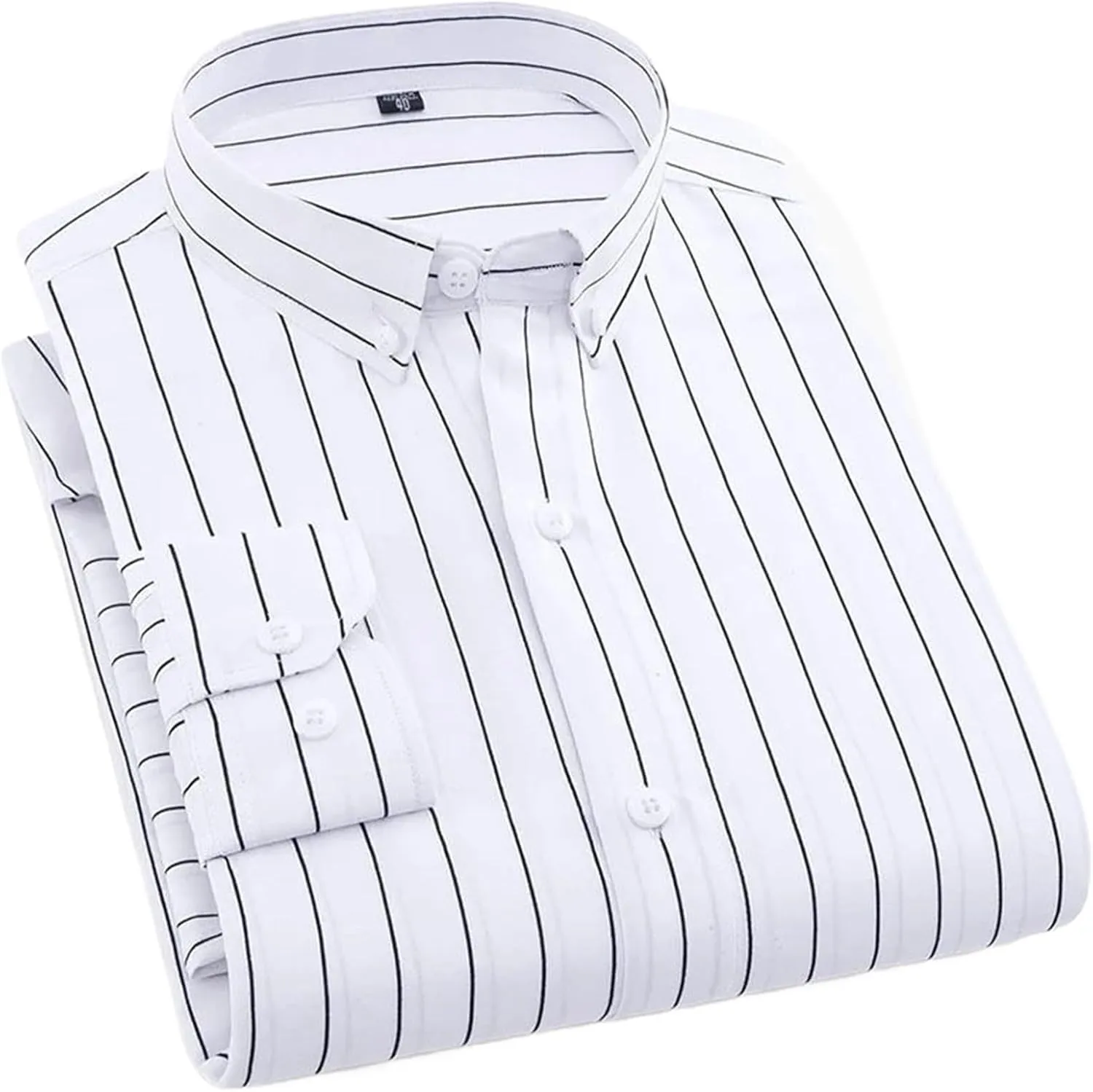 Men's Formal Shirts Long Sleeve Office Striped Business Male Social Plaid Work Shirt Tops