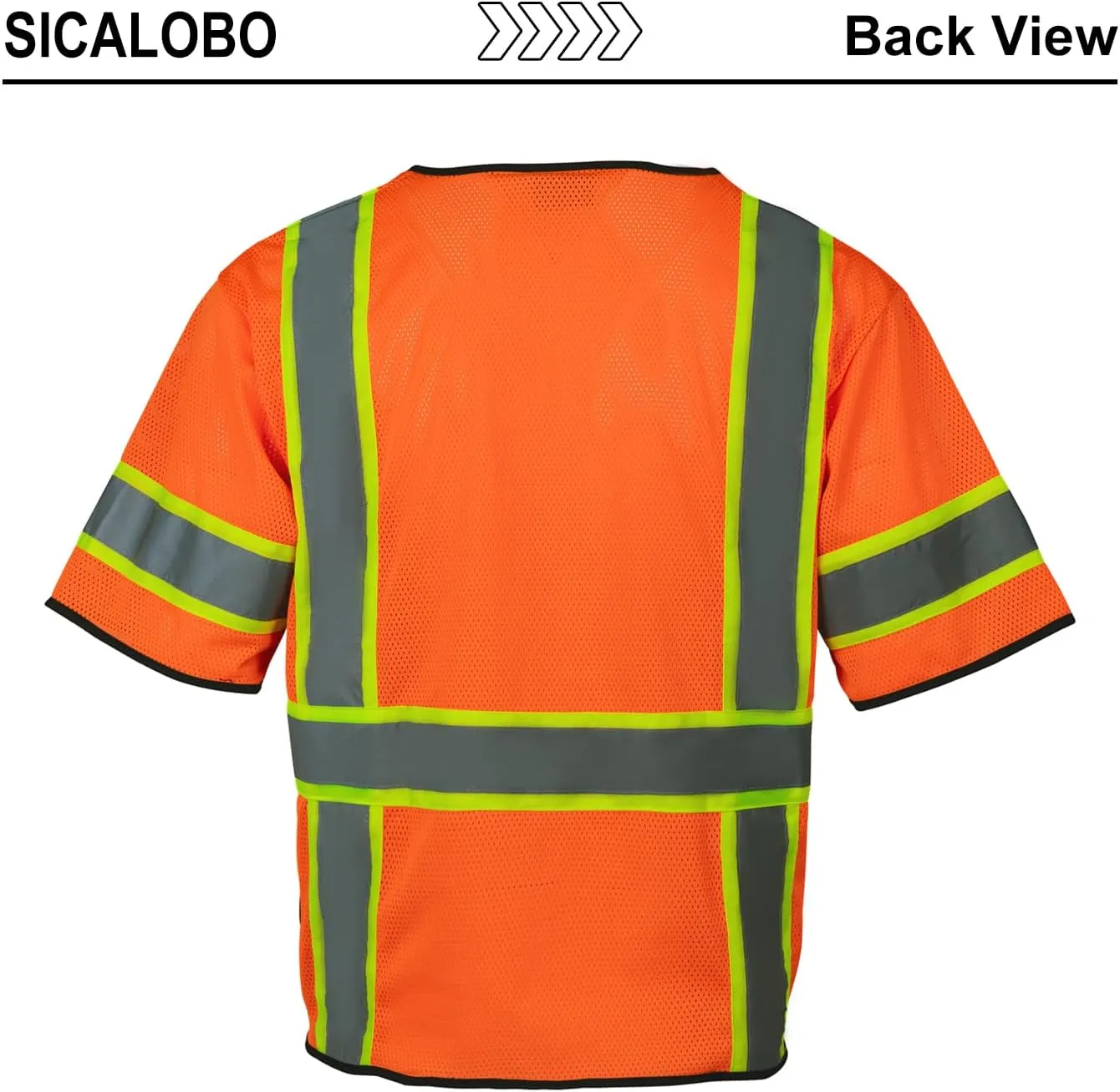 Men's High Visibility Safety Mesh Vest with 10 Pockets,Hi Vis Class 3 Reflective Work Vests Zipper Front Workwear