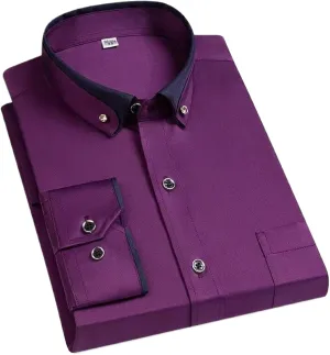 Men's Long Sleeve Dress Shirt Business Casual Button Down Shirt