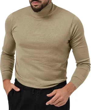Mens Mock Turtleneck Long Sleeve Shirts Cotton Basic Layering Work Shirts Slim Fit Thermal Undershirts Tunic Tops