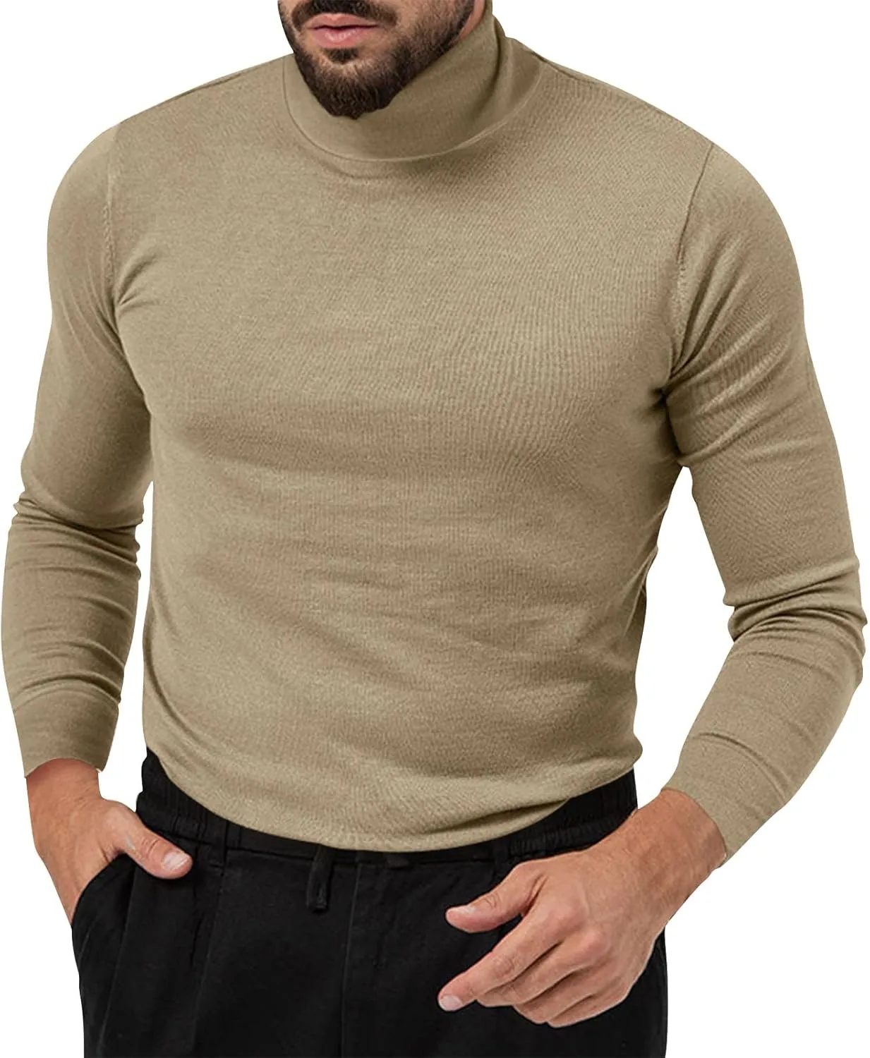 Mens Mock Turtleneck Long Sleeve Shirts Cotton Basic Layering Work Shirts Slim Fit Thermal Undershirts Tunic Tops