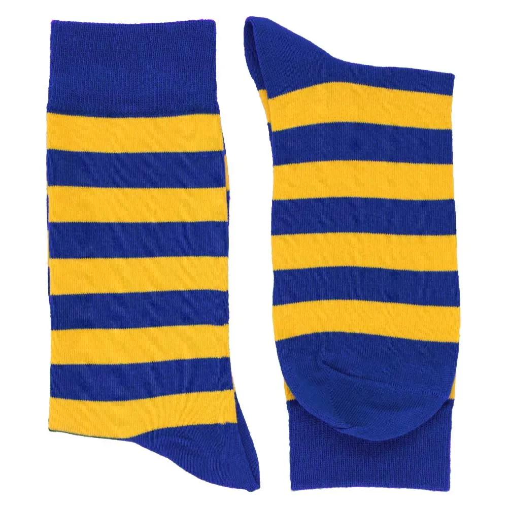 Men's Royal Blue and Golden Yellow Striped Socks