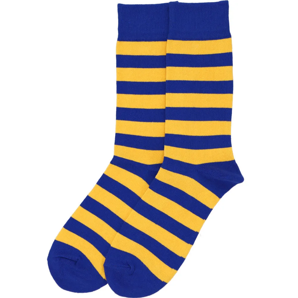 Men's Royal Blue and Golden Yellow Striped Socks