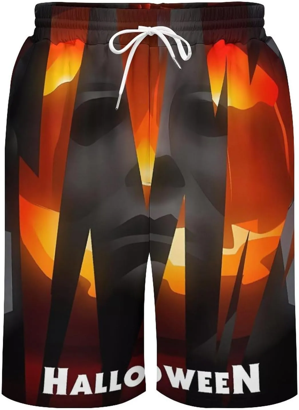 Men's Short Sweatpants Halloween Michael Myers Beachwear Hawaiian Short Pants Swimsuits Beach Shorts with Pockets