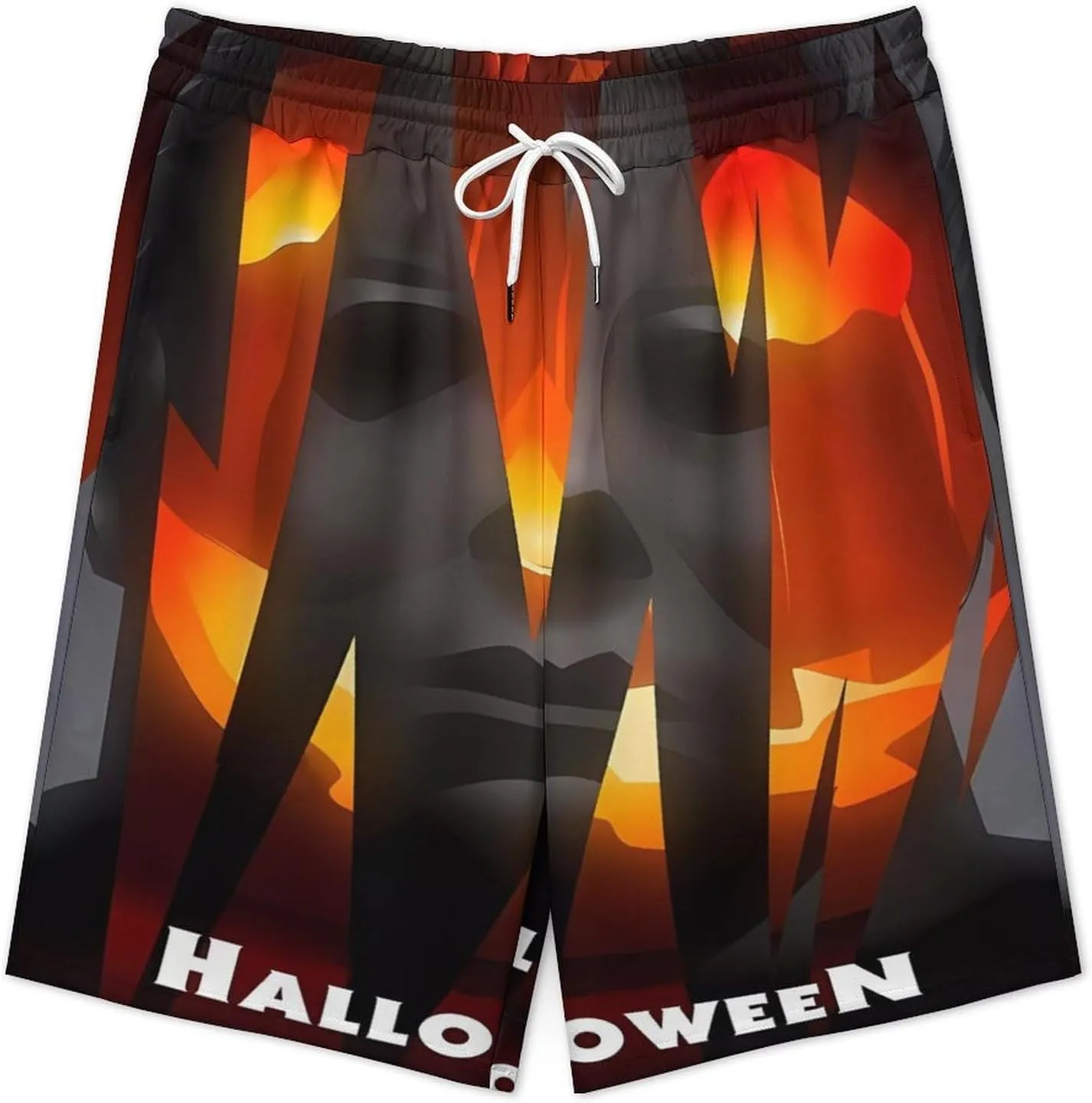 Men's Short Sweatpants Halloween Michael Myers Beachwear Hawaiian Short Pants Swimsuits Beach Shorts with Pockets