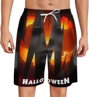 Men's Short Sweatpants Halloween Michael Myers Beachwear Hawaiian Short Pants Swimsuits Beach Shorts with Pockets