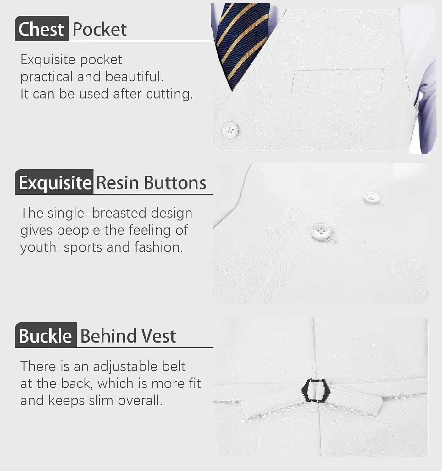 Mens Suits Vest Pant Set, Slim Fit 2 Pieces Casual Suit Waistcoat Wedding Groomsmen