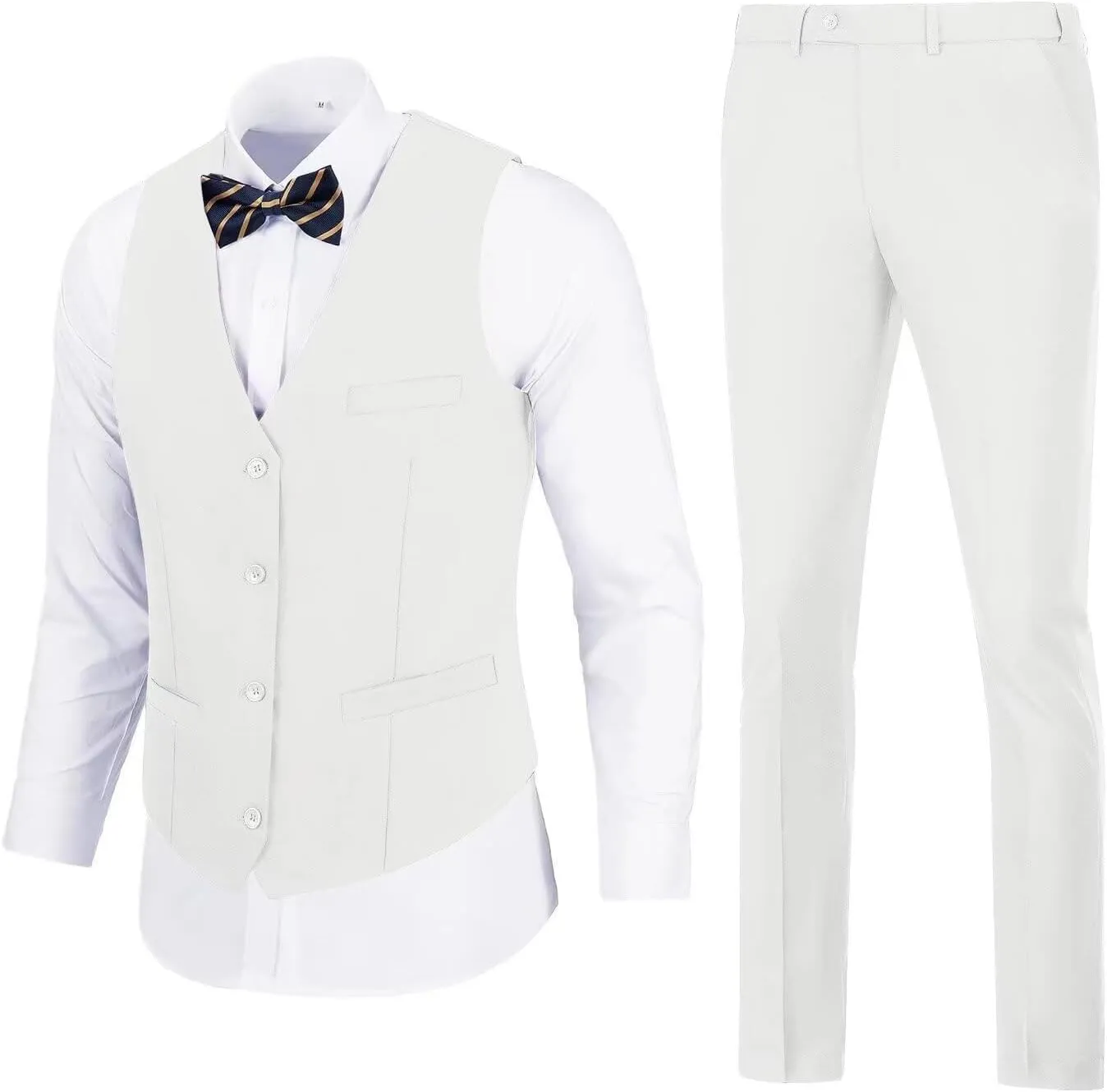 Mens Suits Vest Pant Set, Slim Fit 2 Pieces Casual Suit Waistcoat Wedding Groomsmen