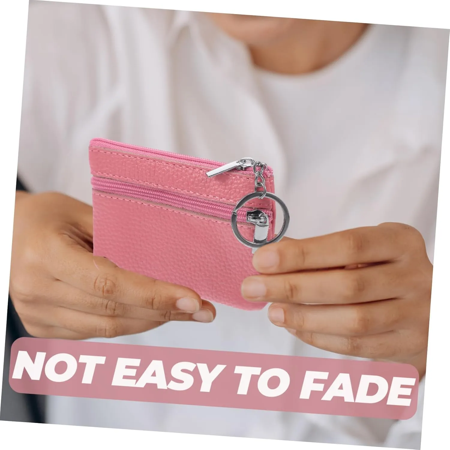 Mini Coin Purse Keychain Small Change Purse for Women Zipper Wallet Leather Ladies Purse Compact Portable