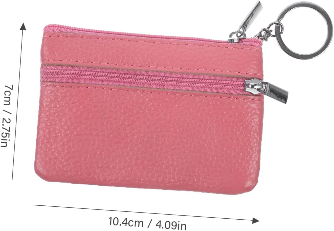 Mini Coin Purse Keychain Small Change Purse for Women Zipper Wallet Leather Ladies Purse Compact Portable