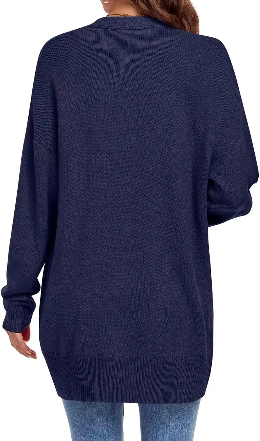 MONNURO Plus Size Cardigan Sweater for Women Long Sleeve Cable Knit Open Front Cardigan Outwear with Pockets