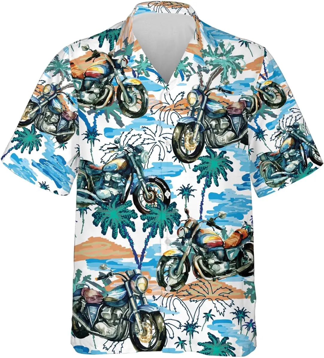 Motor Hawaiian Shirts for Men - Motor Lover Button Down Mens Shirts Short Sleeve Luau Beach Shirt Series 69