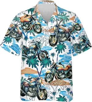 Motor Hawaiian Shirts for Men - Motor Lover Button Down Mens Shirts Short Sleeve Luau Beach Shirt Series 69