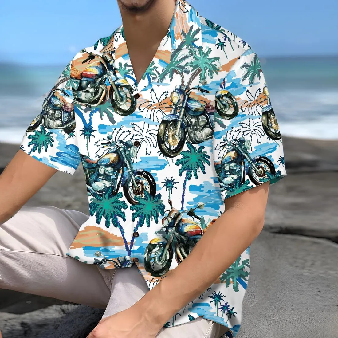 Motor Hawaiian Shirts for Men - Motor Lover Button Down Mens Shirts Short Sleeve Luau Beach Shirt Series 69