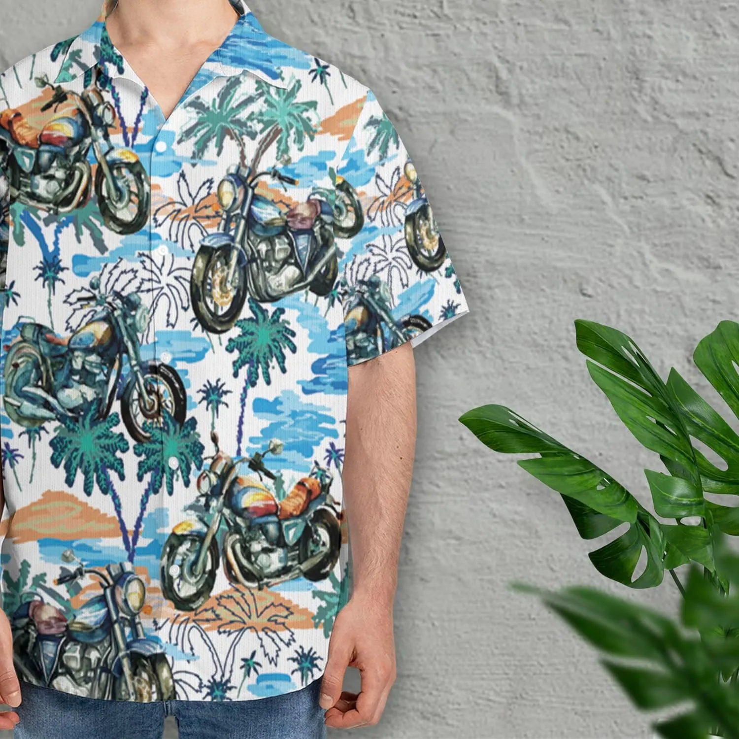Motor Hawaiian Shirts for Men - Motor Lover Button Down Mens Shirts Short Sleeve Luau Beach Shirt Series 69