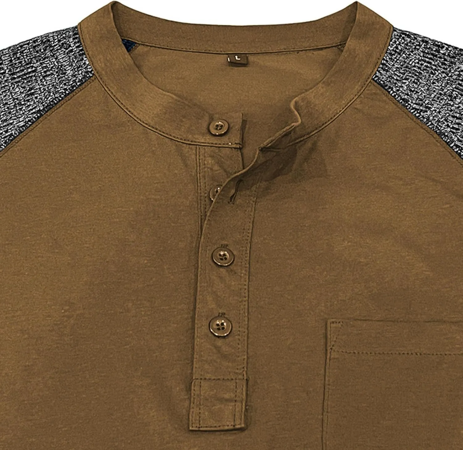 Muscularfit Shirts for Men Long Sleeve Button Up Henley Tshirt Casual Color Block Loose Pullover Athletic Gym Workout Tee Top