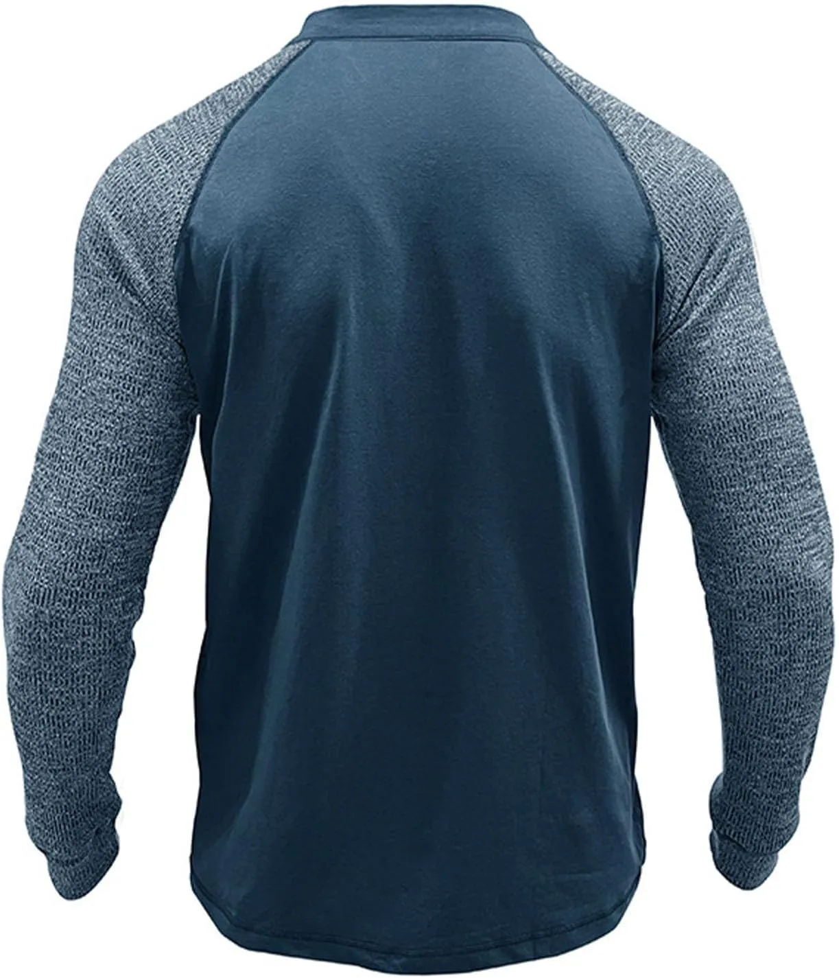 Muscularfit Shirts for Men Long Sleeve Button Up Henley Tshirt Casual Color Block Loose Pullover Athletic Gym Workout Tee Top