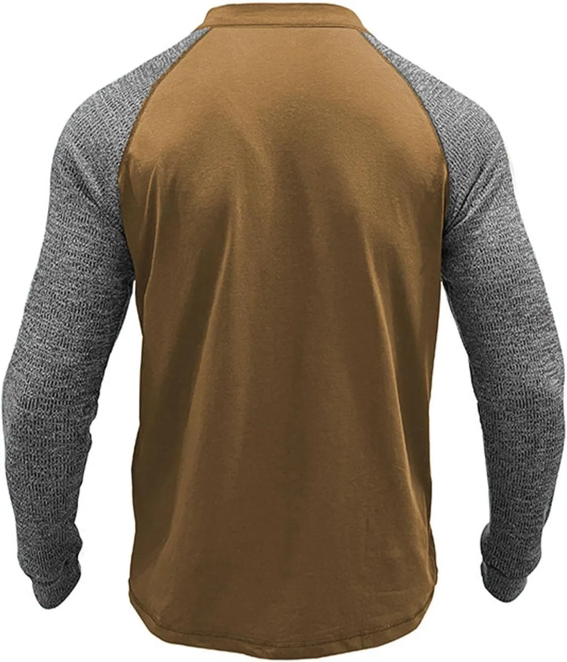 Muscularfit Shirts for Men Long Sleeve Button Up Henley Tshirt Casual Color Block Loose Pullover Athletic Gym Workout Tee Top
