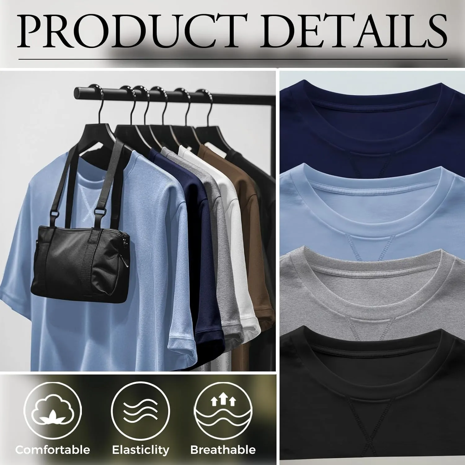 Neer 3 Pack Men's Big and Tall T-Shirts Cotton Short Sleeve Crewneck Plus Size Tee Shirts Hipster Longline Tops
