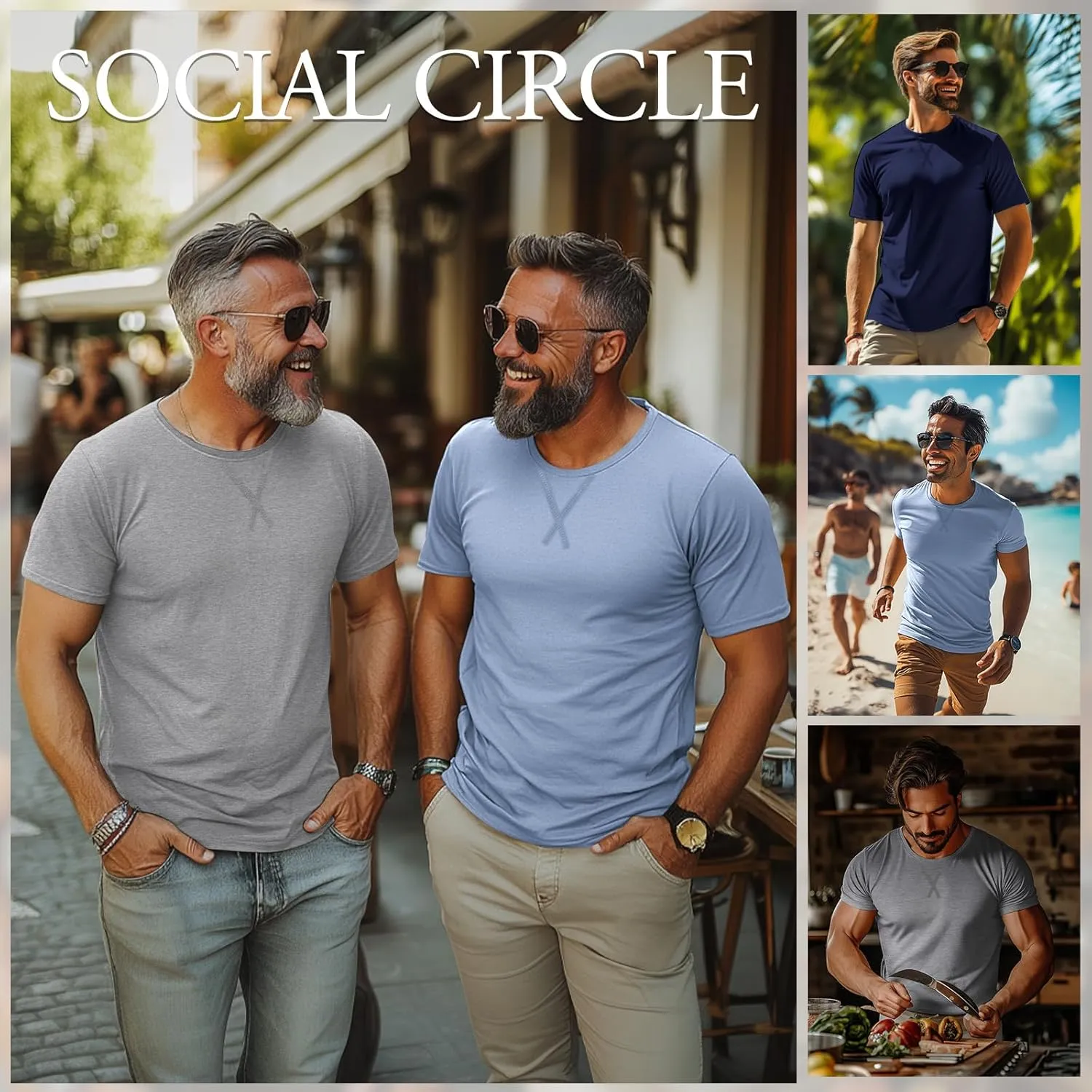 Neer 3 Pack Men's Big and Tall T-Shirts Cotton Short Sleeve Crewneck Plus Size Tee Shirts Hipster Longline Tops