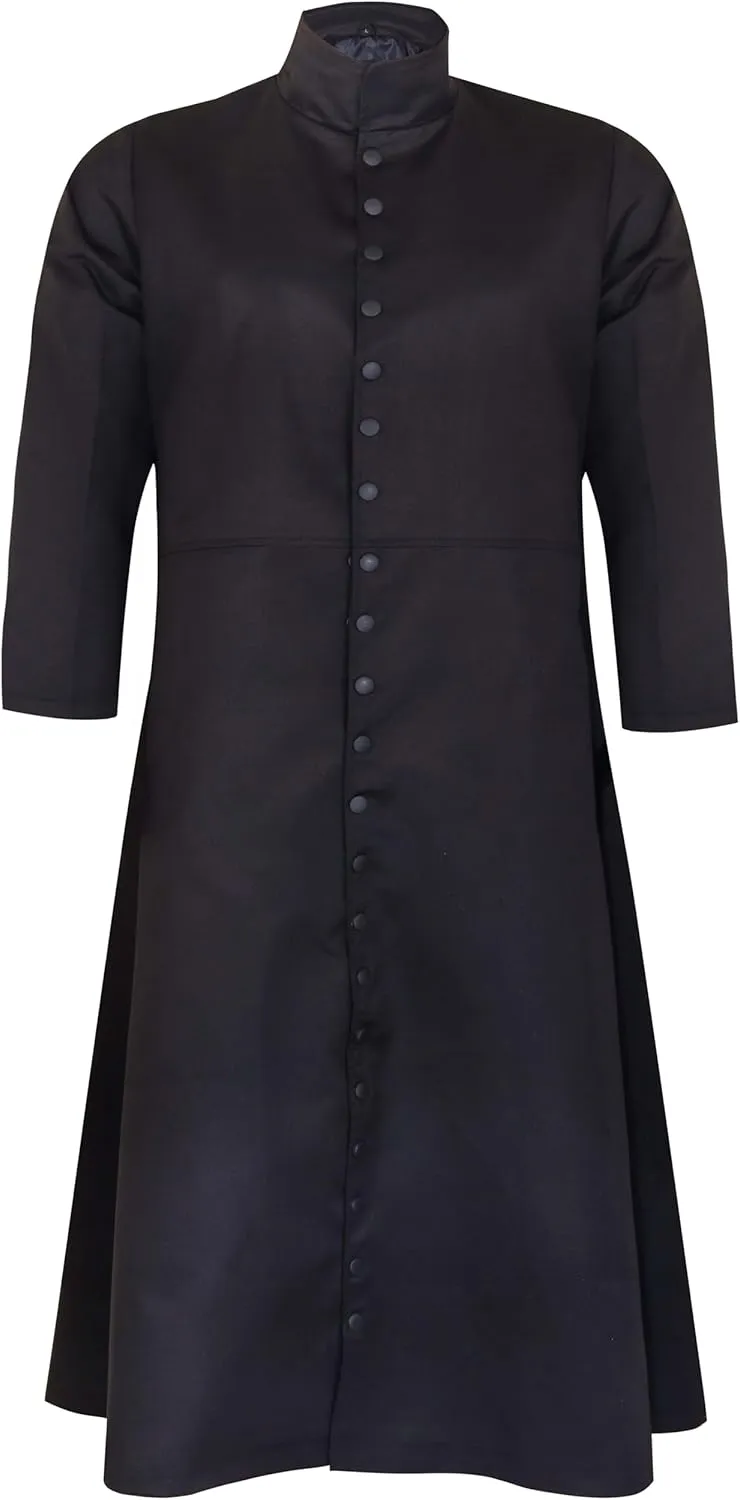 Neo Matrix Heavy Duty Cotton Keanu Reeves Long Ruffle Black Gothic Cosplay Trench Coat | Trench Coat Men | Long Coat