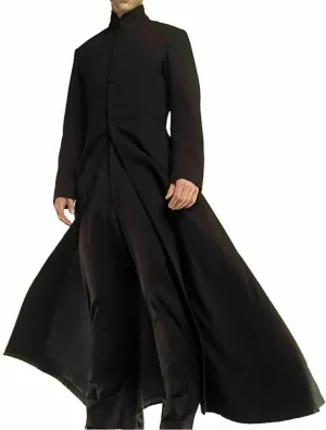 Neo Matrix Heavy Duty Cotton Keanu Reeves Long Ruffle Black Gothic Cosplay Trench Coat | Trench Coat Men | Long Coat