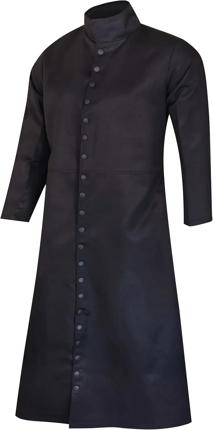 Neo Matrix Heavy Duty Cotton Keanu Reeves Long Ruffle Black Gothic Cosplay Trench Coat | Trench Coat Men | Long Coat