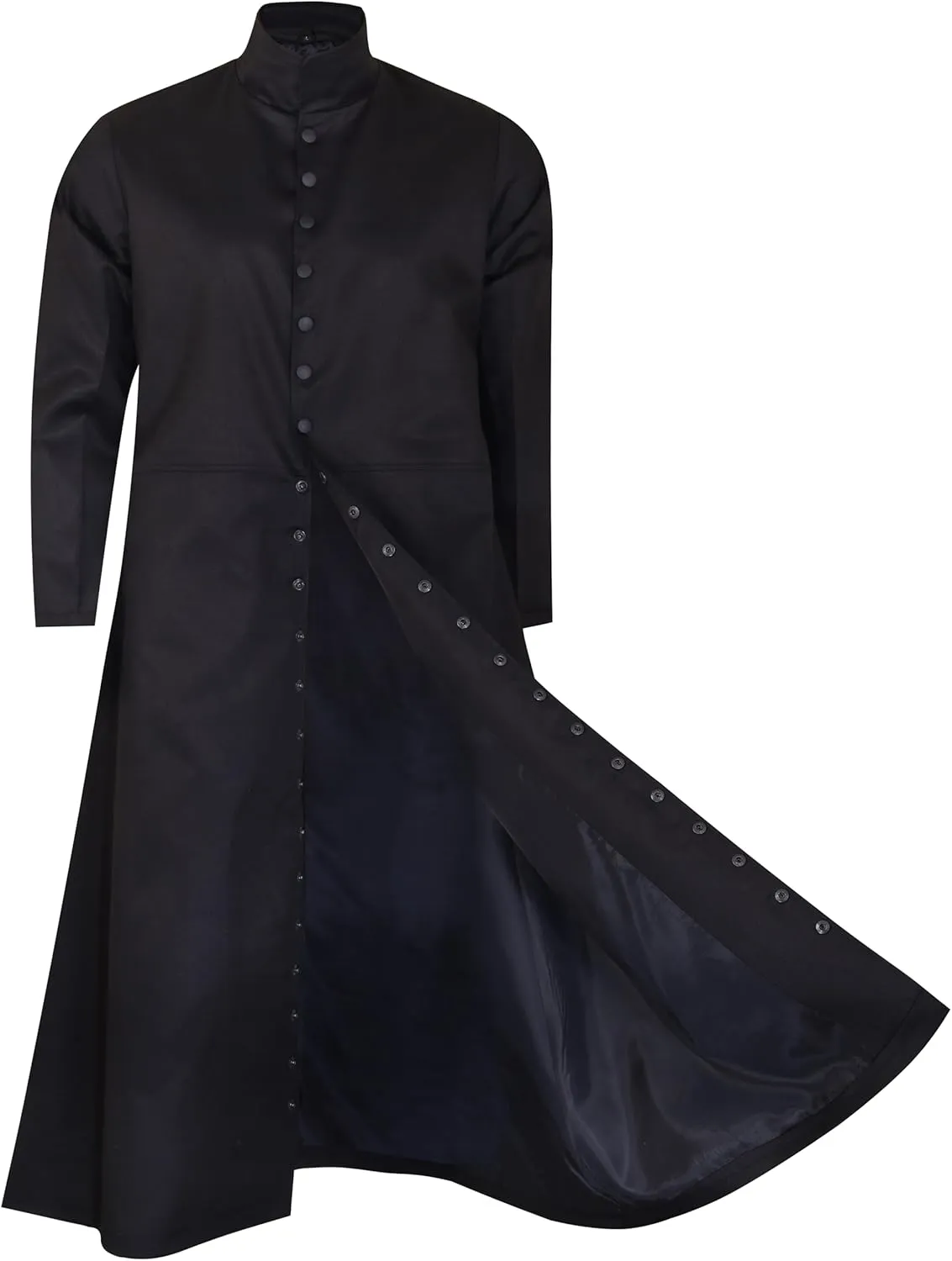 Neo Matrix Heavy Duty Cotton Keanu Reeves Long Ruffle Black Gothic Cosplay Trench Coat | Trench Coat Men | Long Coat