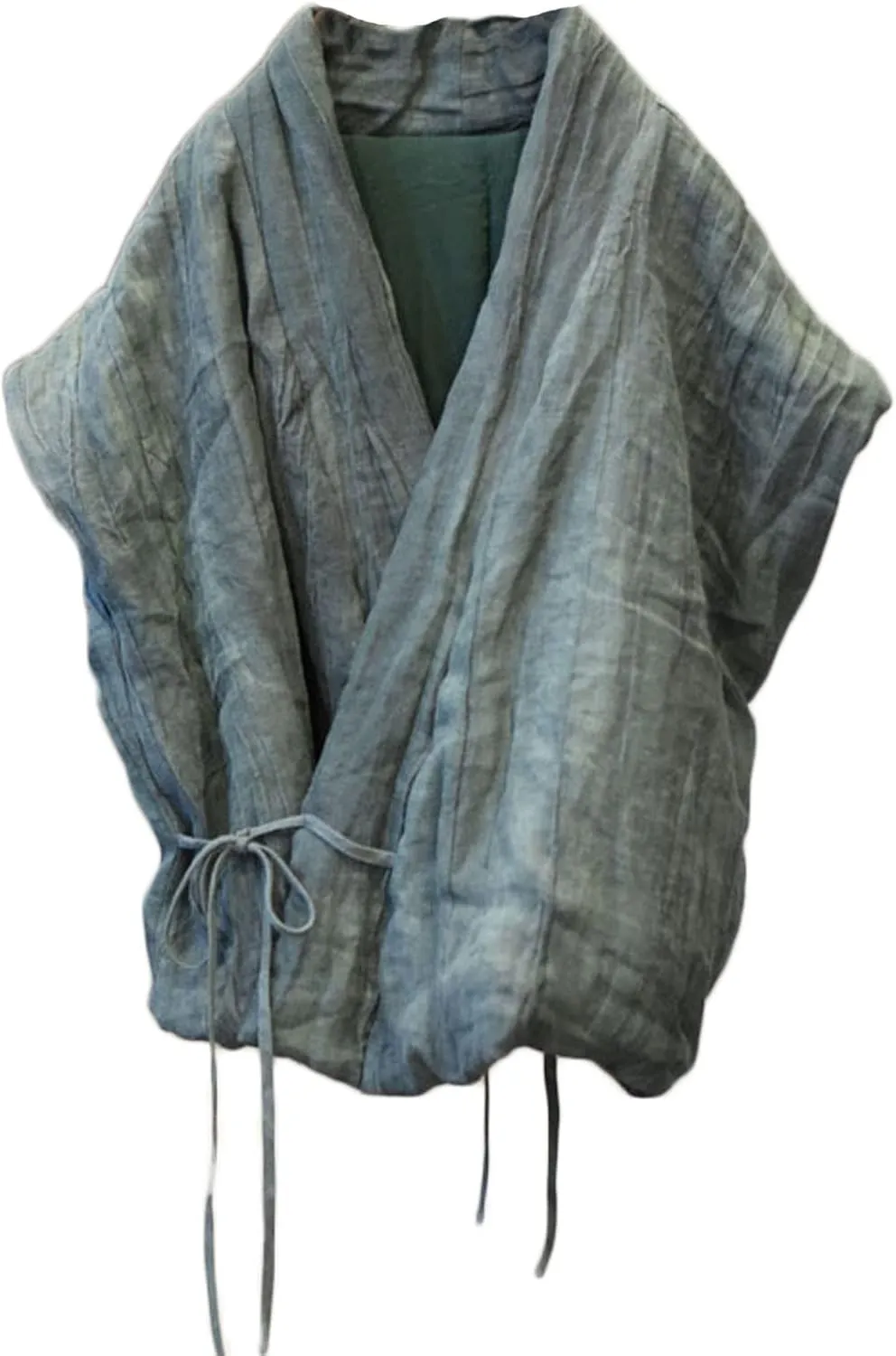 NFYM Women's Vintage Crop Irregular Wrap Front Vest Linen Soft Warm Quilted Sleeveless Jacket with Pocket