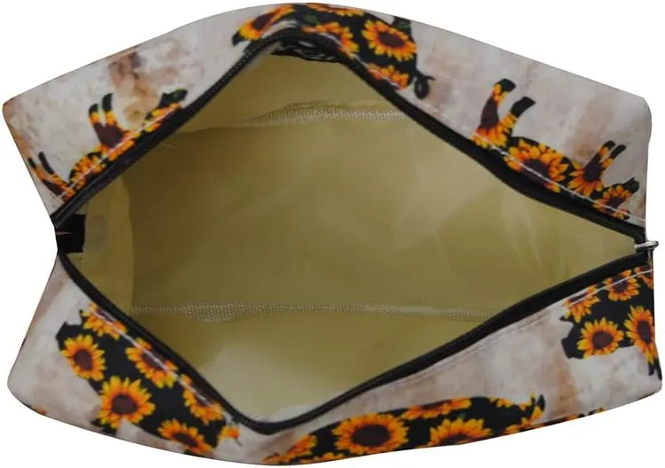 NGIL Large Cosmetic travel Pouch (Sunflower Pig-Black)