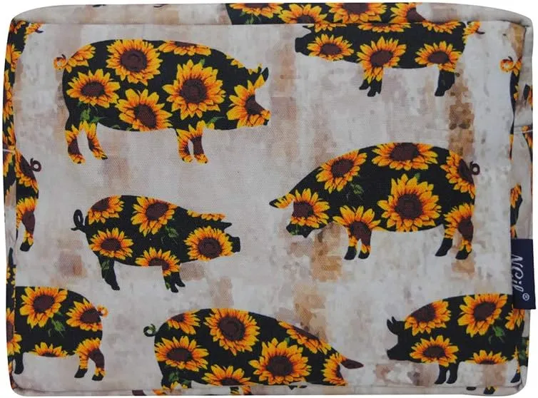 NGIL Large Cosmetic travel Pouch (Sunflower Pig-Black)