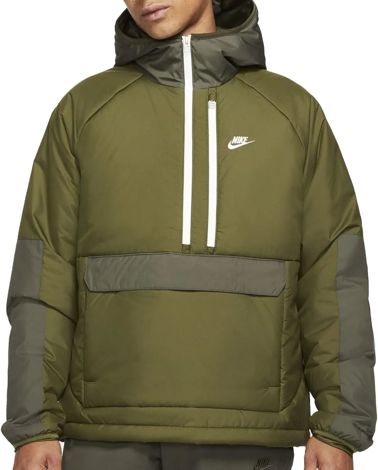 Nike Sportswear Therma-FIT Legacy Men's Hooded Anorak (Medium, Rough Green/Sequoia/Sail)