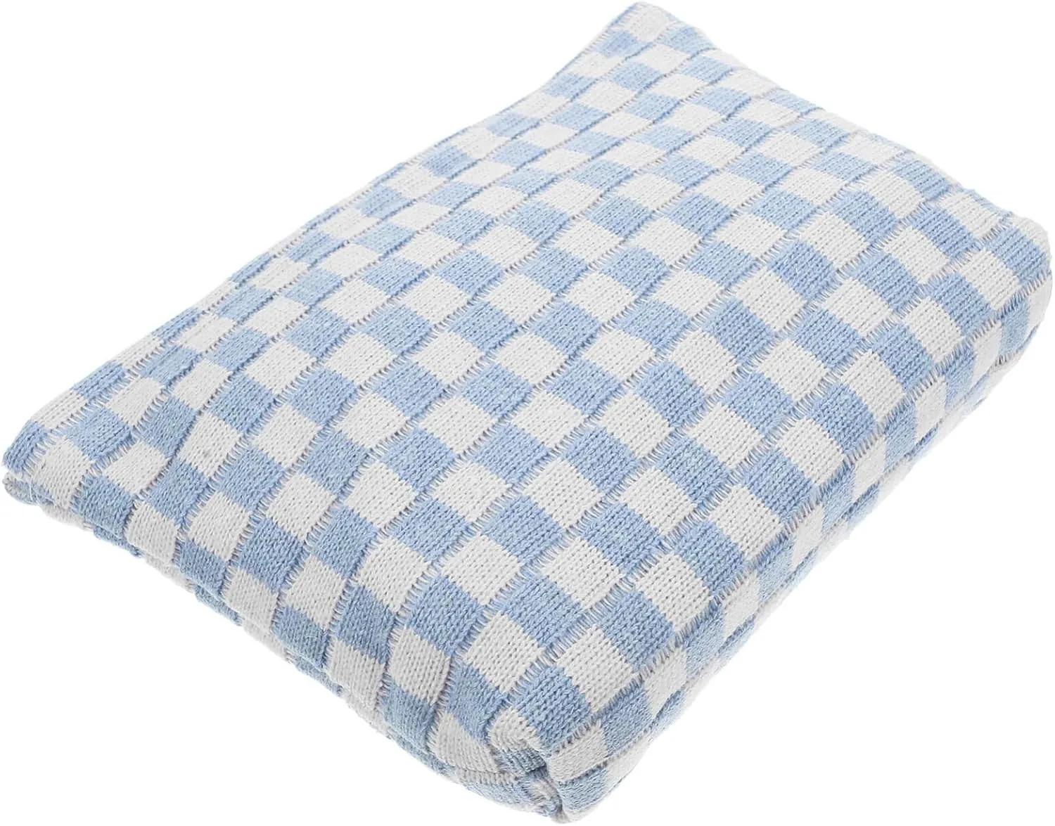 NOLITOY Checkered Makeup Bag Knitting Fabric Cosmetic Storage Case Toiletry Pouch Zipper Travel Organizer for Shampoo Shower Gel Toothbrush Holder Blue