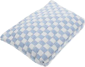 NOLITOY Checkered Makeup Bag Knitting Fabric Cosmetic Storage Case Toiletry Pouch Zipper Travel Organizer for Shampoo Shower Gel Toothbrush Holder Blue