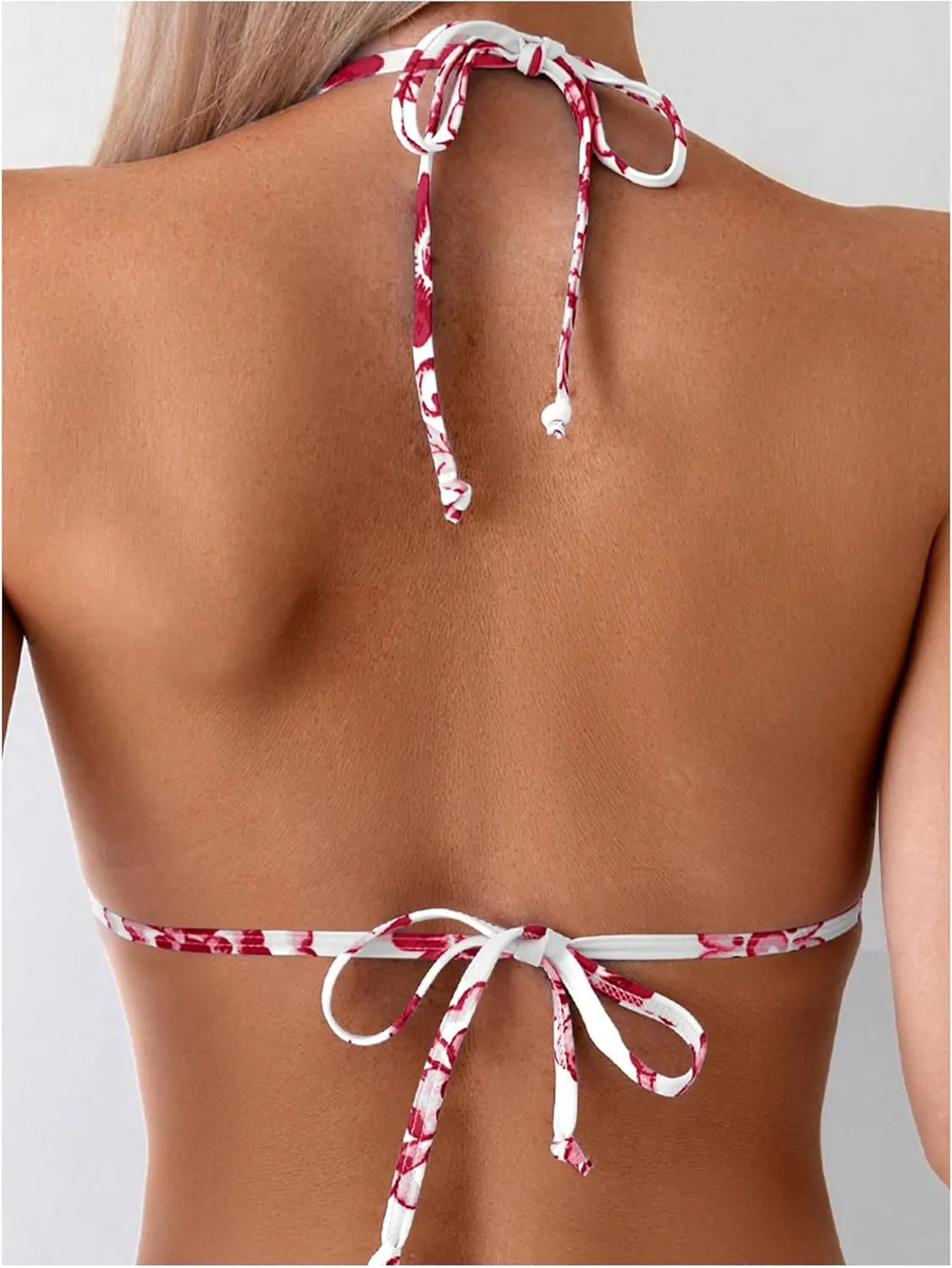 OYOANGLE Women's Floral Print Halter Neck One Piece Swimsuits Cut Out tie Backless Bathing Suit Beach Monokini