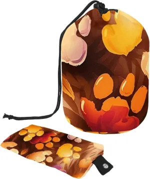 Paw Prints Travel Cosmetic Bags Makeup Bag for Women, Foldable Drawstring Travel Cosmetic Bags, Portable Toiletry Bucket Bag