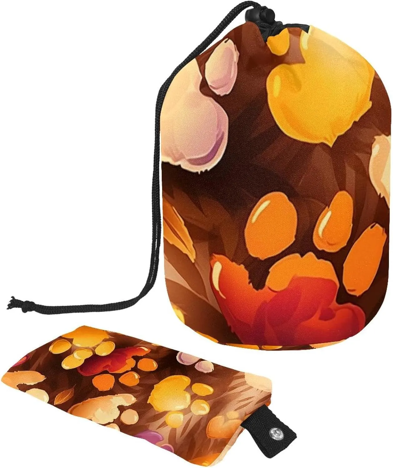 Paw Prints Travel Cosmetic Bags Makeup Bag for Women, Foldable Drawstring Travel Cosmetic Bags, Portable Toiletry Bucket Bag