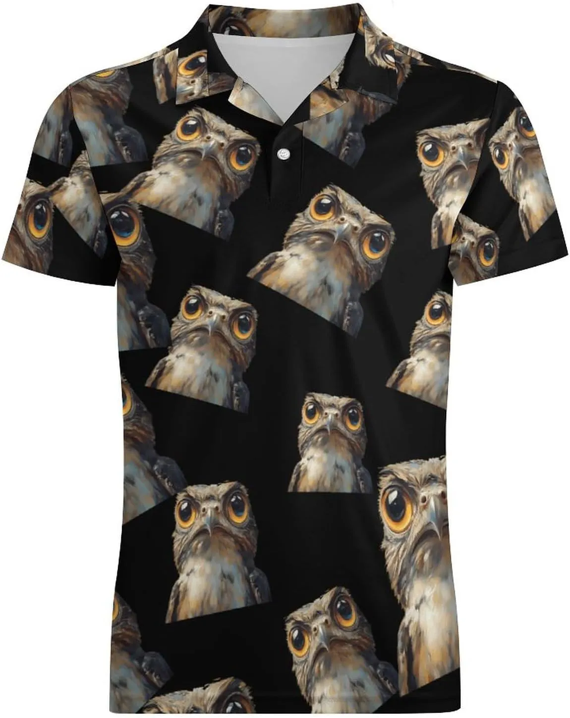 Potoo Bird Men's Polo-Shirt Regular-Fit Short Sleeve Sports Quick Dry Golf Tennis T-Shirt