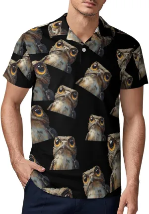 Potoo Bird Men's Polo-Shirt Regular-Fit Short Sleeve Sports Quick Dry Golf Tennis T-Shirt