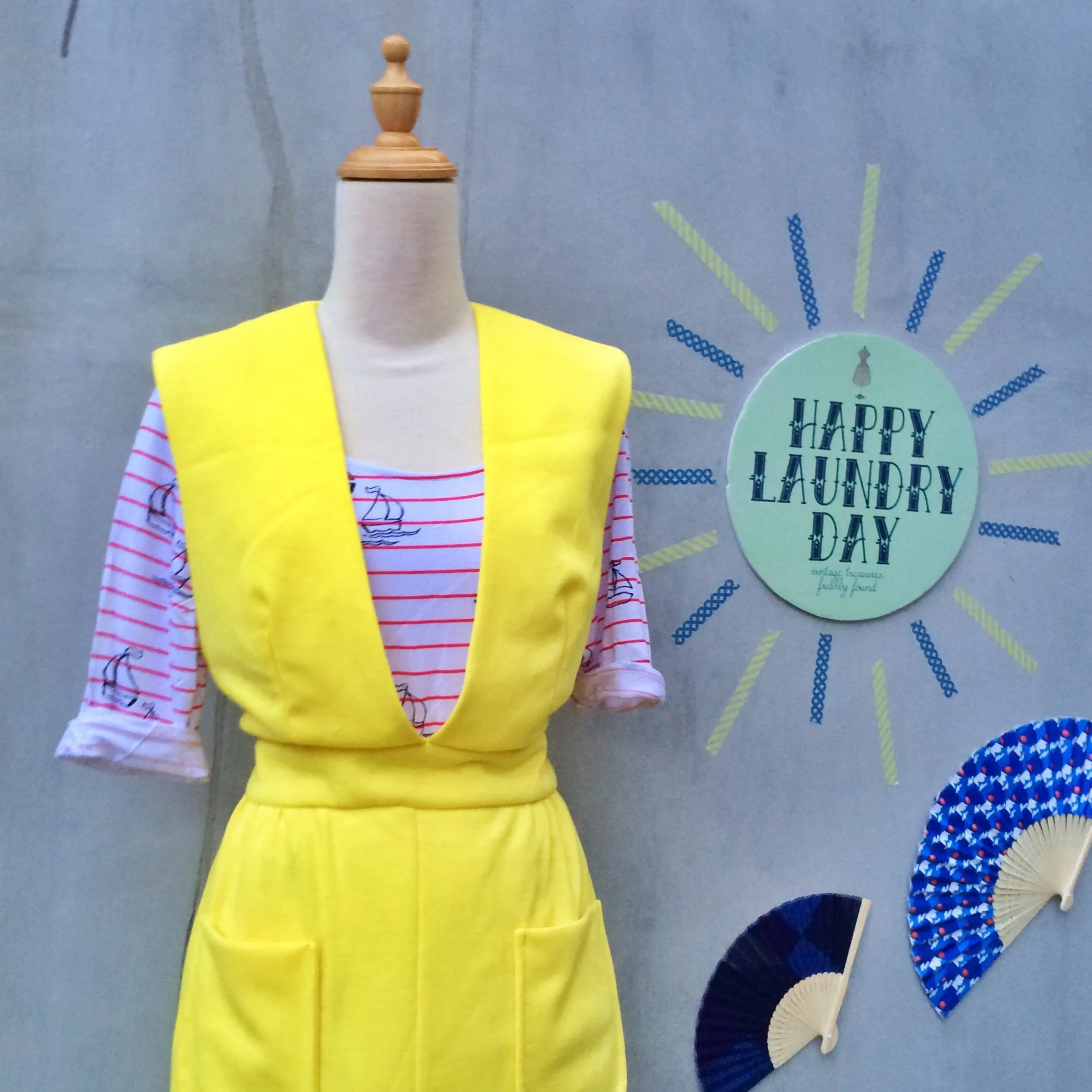 Rays of Sunshine | Vintage 1930s 1940s jumper dress in Bright pastel yellow