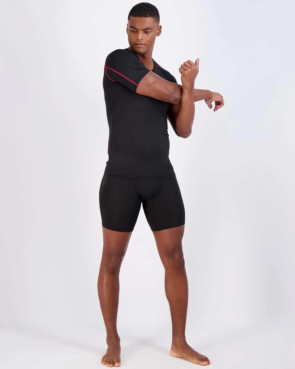 Real Essentials 4 Pack: Men's Short Sleeve Compression T-Shirt Base Layer Undershirt Athletic Top (Available in Big & Tall)