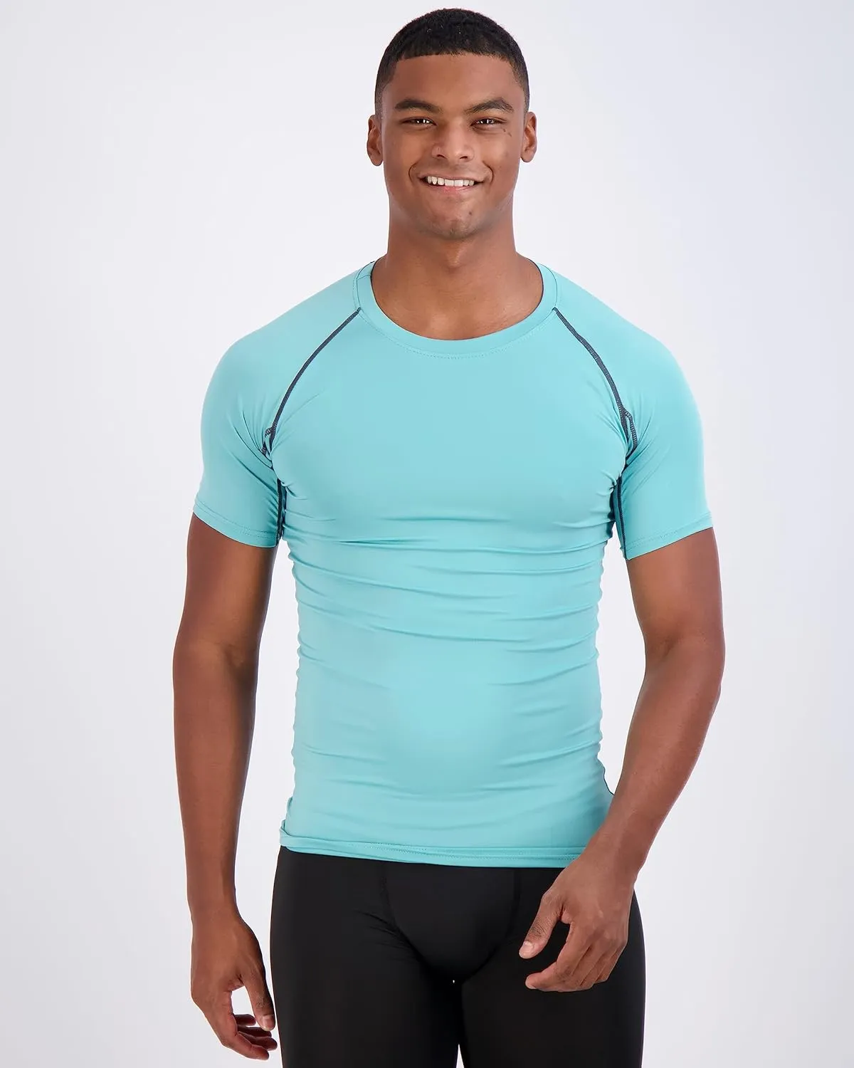 Real Essentials 4 Pack: Men's Short Sleeve Compression T-Shirt Base Layer Undershirt Athletic Top (Available in Big & Tall)